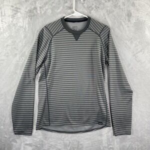 Patagonia Shirt men's Medium Capilene Midweight Baselayer Polartec Gray Striped